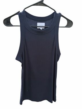 sundays Navy Ribbed Tank Top - Sleeveless Crew Neck